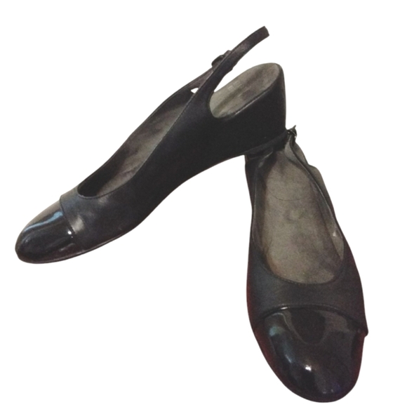 Stuart Weitzman Black Leather Sling Back Wedge Sandal Shoe Size 11 N - Picture 10 of 10